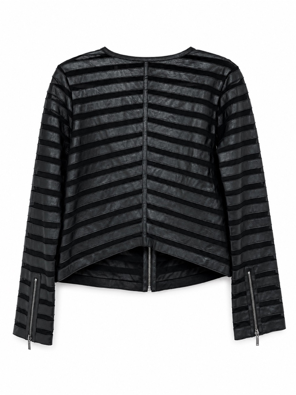 Women's Black Striped Zip-Front Jacket - Picture 2 of 3